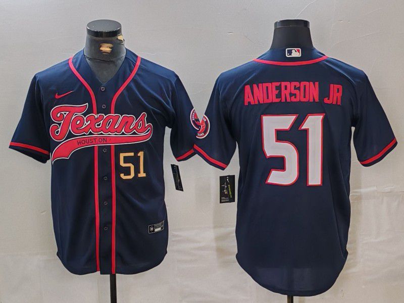 Men Houston Texans #51 Anderson Jr Blue Joint Name 2024 Nike Limited NFL Jersey style 2